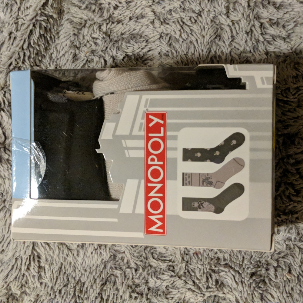 Monopoly Game Men Novelty Socks Three (3) Pairs size 6-12  🆕